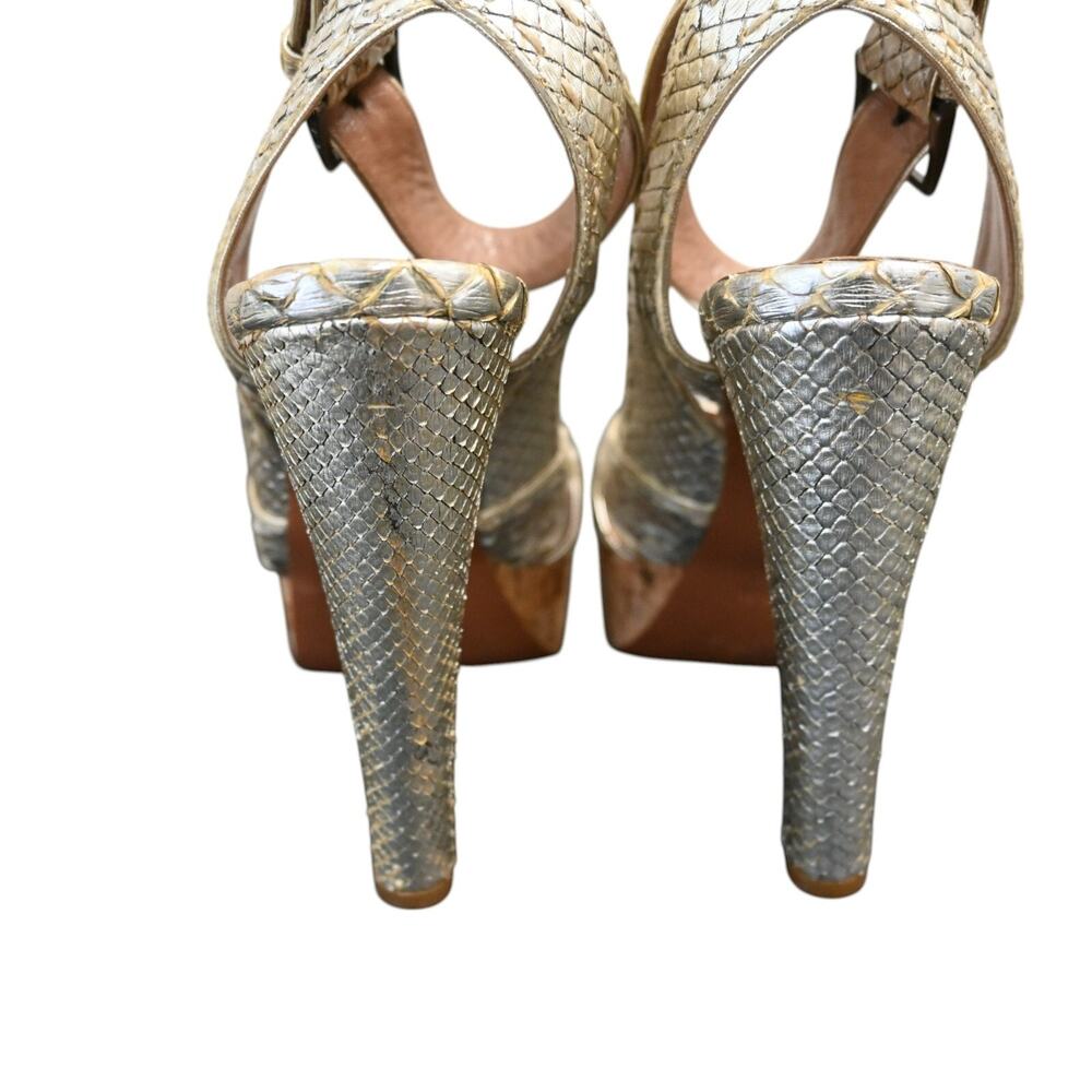 Alaia Python Snakeskin Platform Peep Toe Heels Sa… - image 5